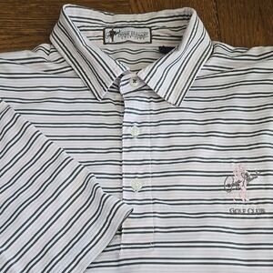 Payne Stewart Golf Club Short Sleeve Golf Shirt Stipes Gray, Pink White, M